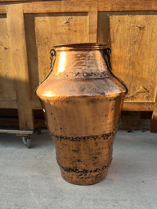 LARGE COPPER HANDMADE URN WITH HANDLES