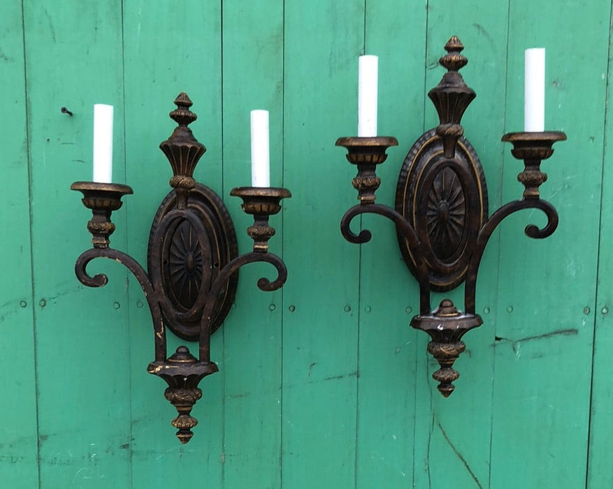 PAIR OF NOT OLD METAL WALL SCONCES