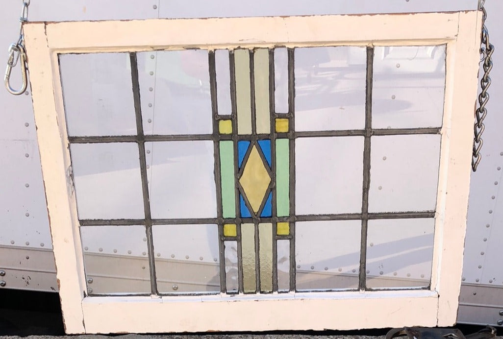 LARGE YELLOW DIAMOND IN BLUE BACKGROUND WITH 13 PANES