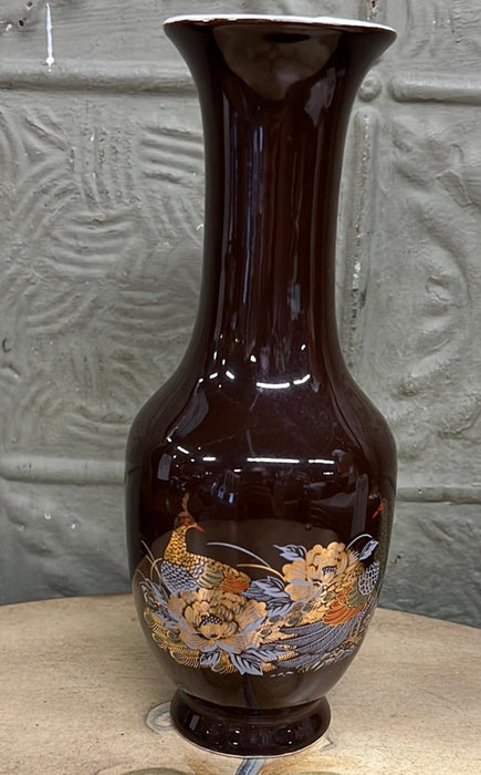 BROWN PEACOCK DESIGN VASE