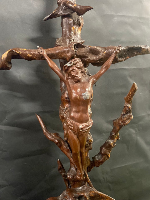 NATURAL WOOD CROSS CRUCIFIXION