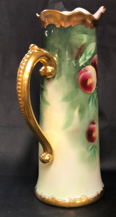 TALL PITCHER WITH HANDPAINTED PEACHES