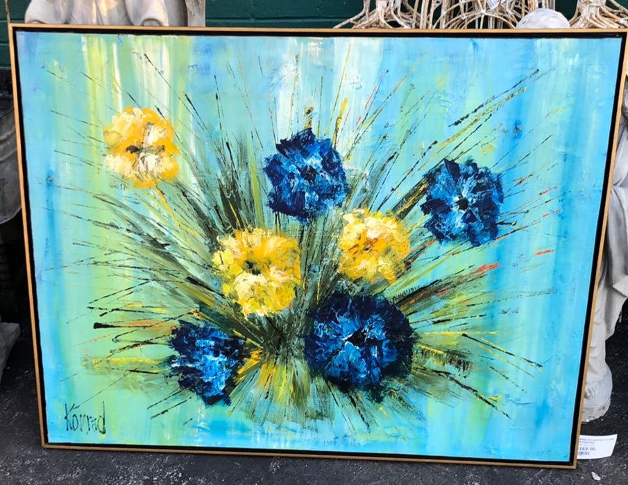 LARGE 70'S ABSTRACT FLORAL OIL PAINTING