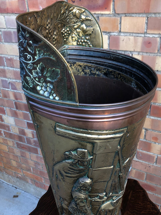 BRASS AND COPPER EMBOSSED UMBRELLA OR STICK STAND