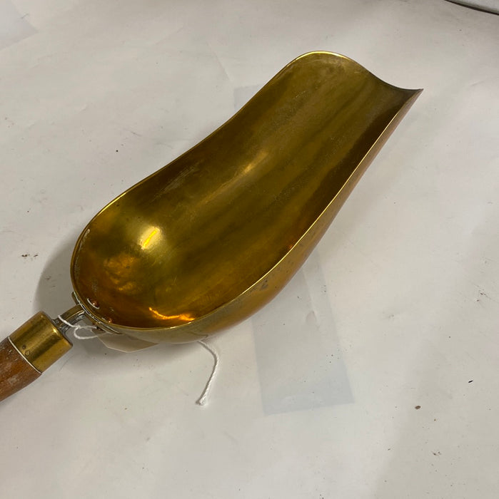 BRASS AND WOOD SCOOP