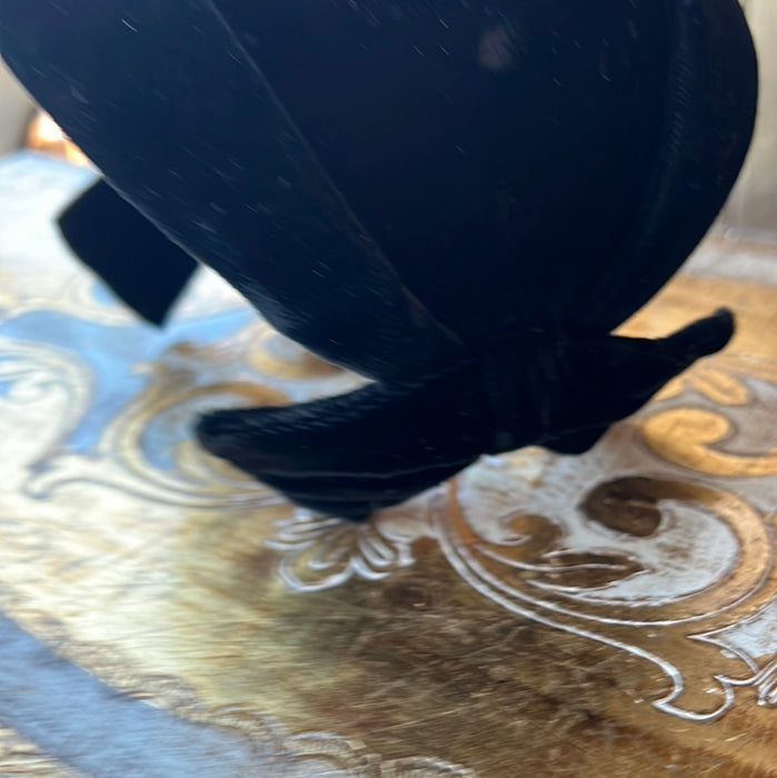 BLACK VELVET HALF HAT WITH BOWS