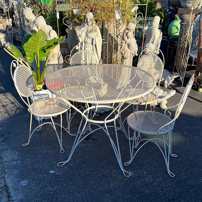 IRON MESH TOP TABLE WITH FOUR CHAIRS