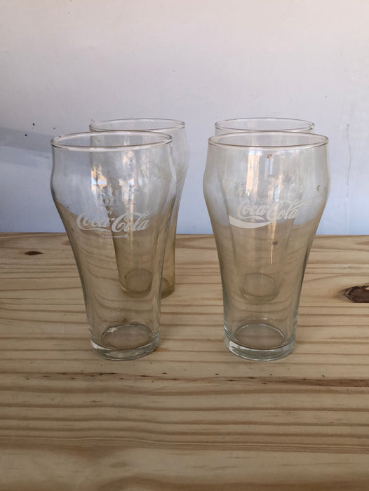 Set of 5  -16 ounce WHITE LABEL Coke glasses