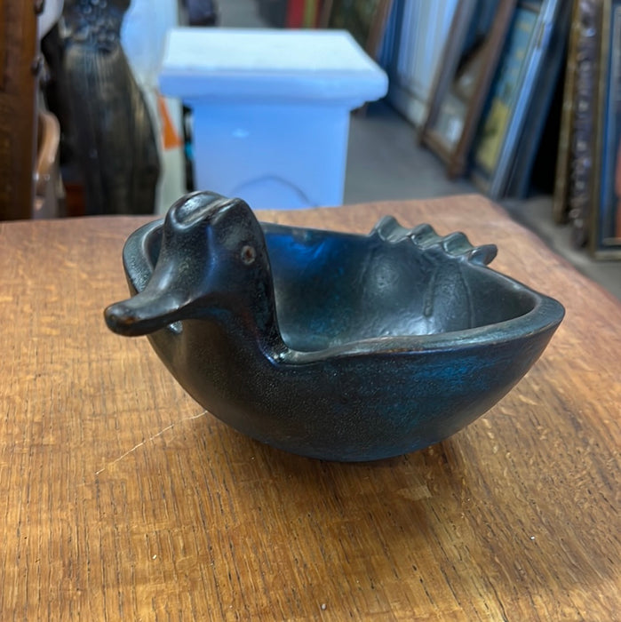 ITALIAN GLAZED POTTERY DUCK SHAPED ASHTRAY