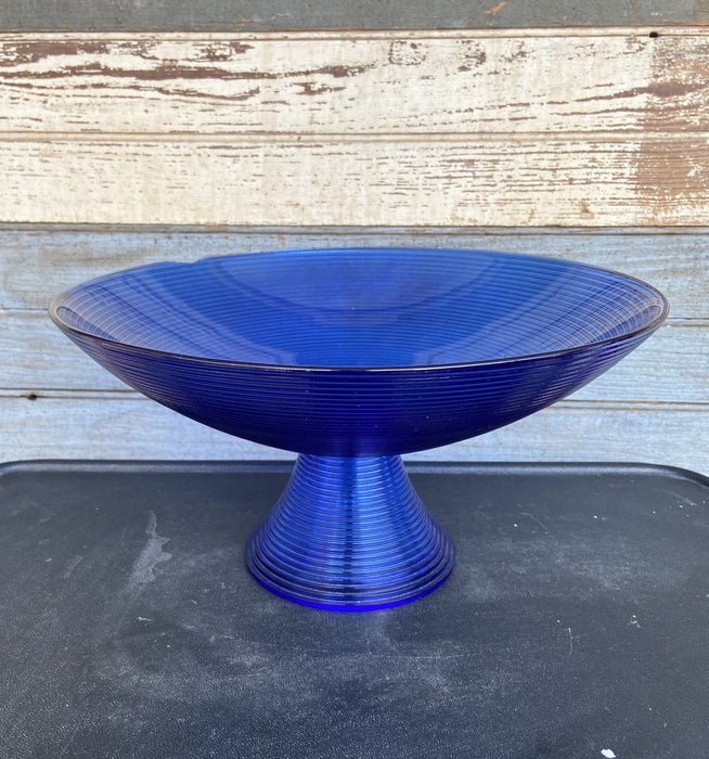 BLUE GLASS COMPOTE - AS FOUND (CHIP)