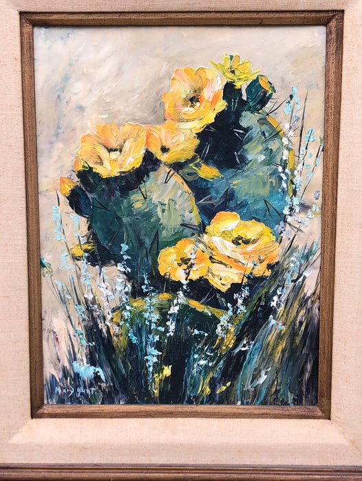 YELLOW FLOWER OIL PAINTING BY MARY HUNT