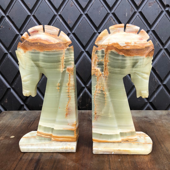 PAIR OF ONYX HORSE BOOKENDS