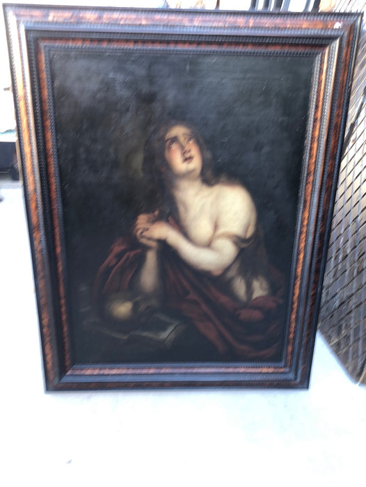 LARGE 18TH CENTURY MARY MAGDALENE OIL PAINTING ON CANVAS IN 20TH C, FRAME