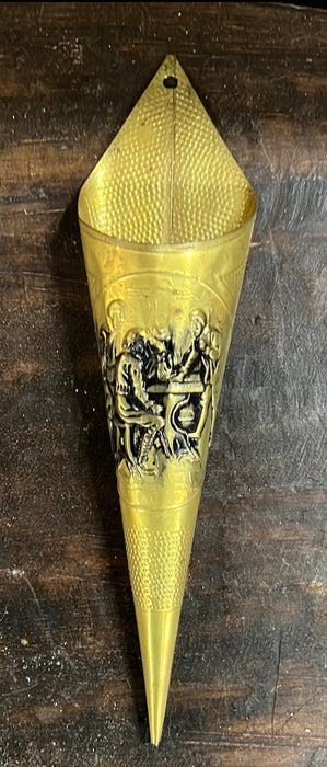 BRASS CONE WALL POCKET MATCH HOLDER AND STRIKER