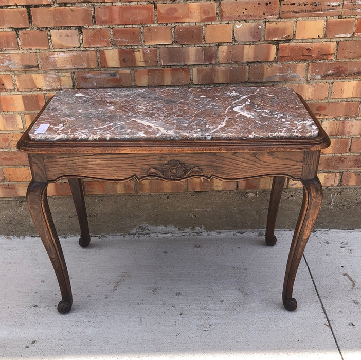 LAVANTA MARBLE TOP LOUIS XV OAK COFFEE TABLE