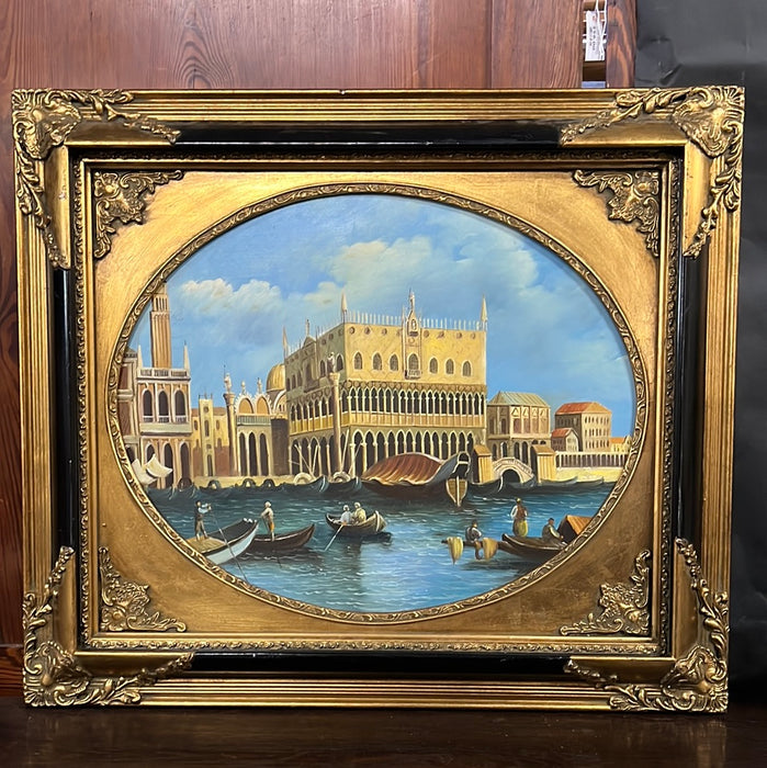 VENICE OIL PAINTING IN GOLD AND BLACK FRAME