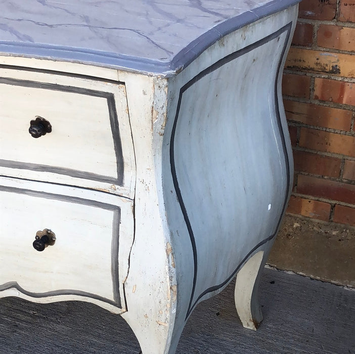 LOUIS XV GRAY PAINTED 2 DRAWER BOMBAY CHEST
