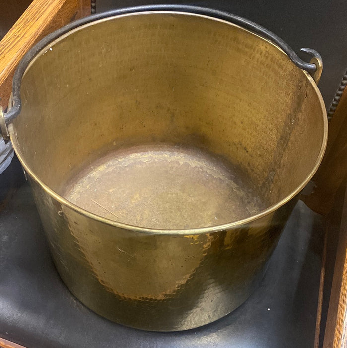 LARGE BRIGHT BRASS AND IRON POT