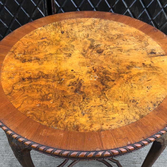 AS FOUND QUEEN ANNE BURLED TABLE