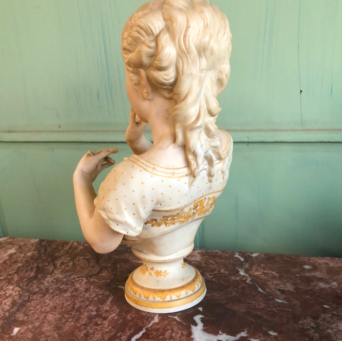 BISQUE BUST OF GIRL AS FOUND