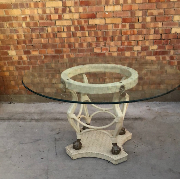 ROUND GLASS TOP PEDESTAL BASE TABLE