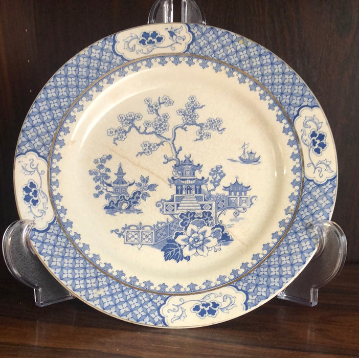 MEAKIN BLUE WILLOW PLATE AS FOUND