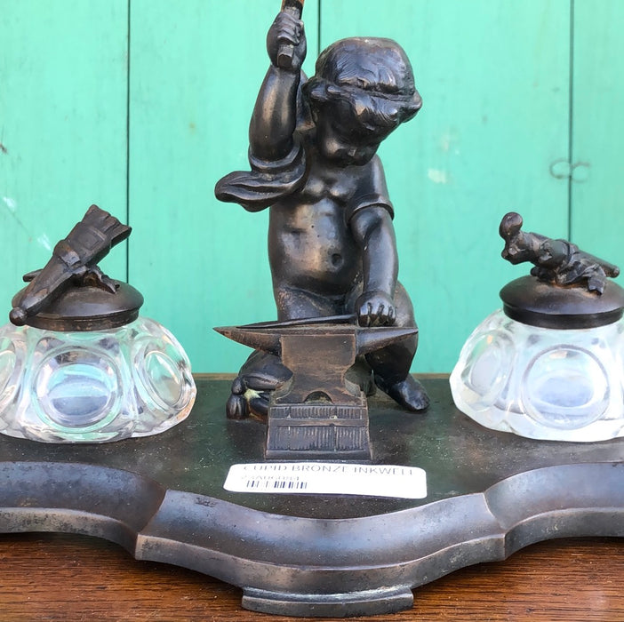 CUPID BRONZE FINISH INKWELL