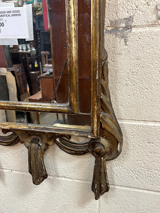 EARLY GILT WOOD AND GESSO 4' LOUIS XVI VERTICAL MIRROR