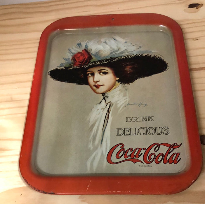 REPRODUCTION LADY IN HAT COCA-COLA TRAY