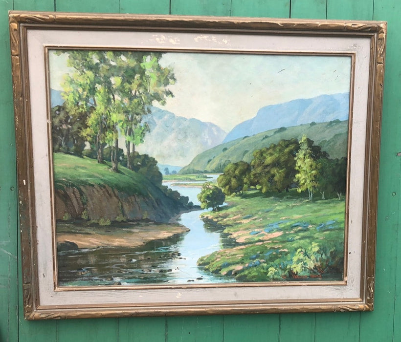 GREEN HUE LANDSCAPE OIL PAINTING BY WALTER YOUNG