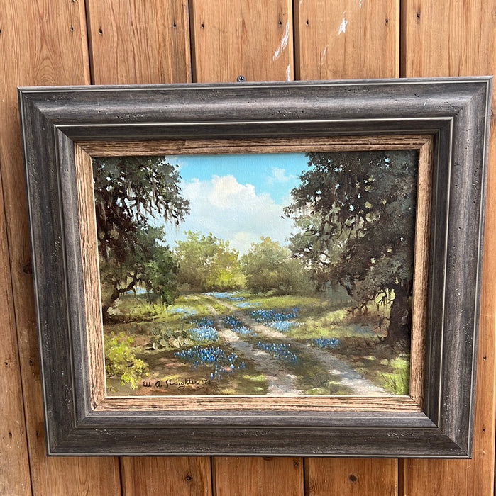 FRAMED BLUEBONNET OIL PAINTING BY SLAUGHTER