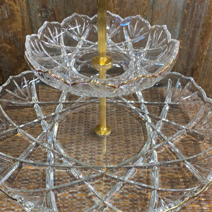 Lot #140- Holiday Wood Tray, Mikasa Crystal Tree Serving Dish, Big