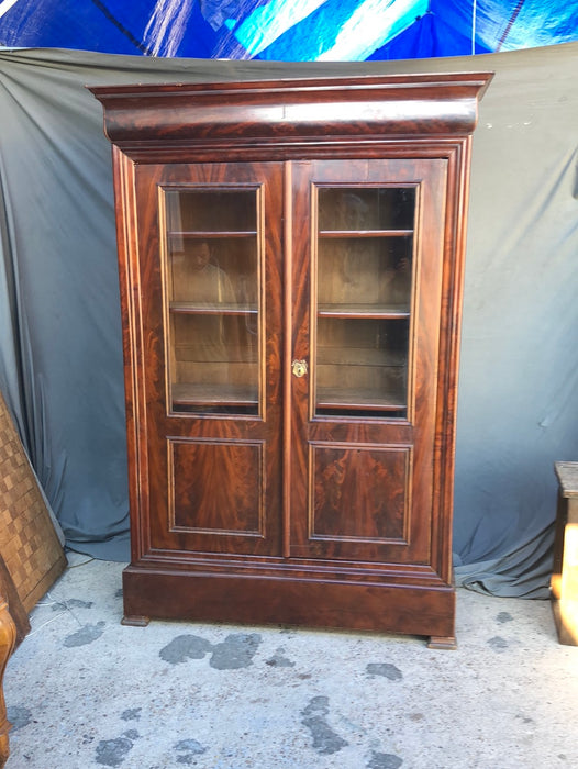 LOUIS PHILIPPEFIGURED MAHOGANY BOOKCASE AS FOUND