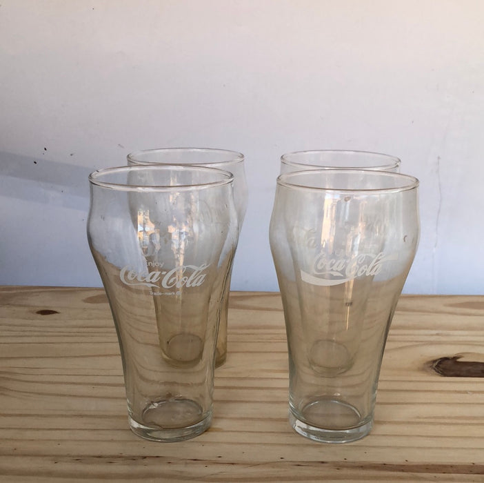 Set of 5  -16 ounce WHITE LABEL Coke glasses