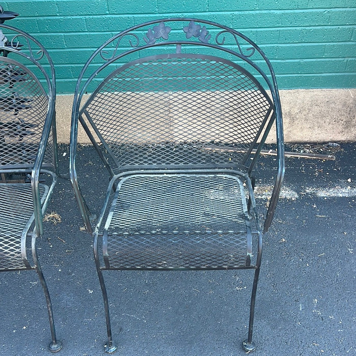 SET OF 4 IRON MESH ARM CHAIRS