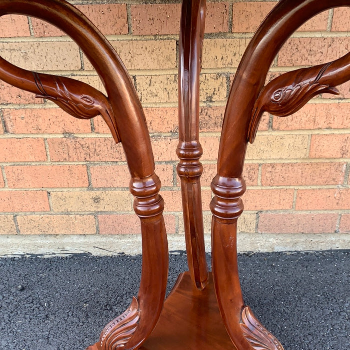 VINTAGE MARBLE TOP SWAN BASE WINE TABLE