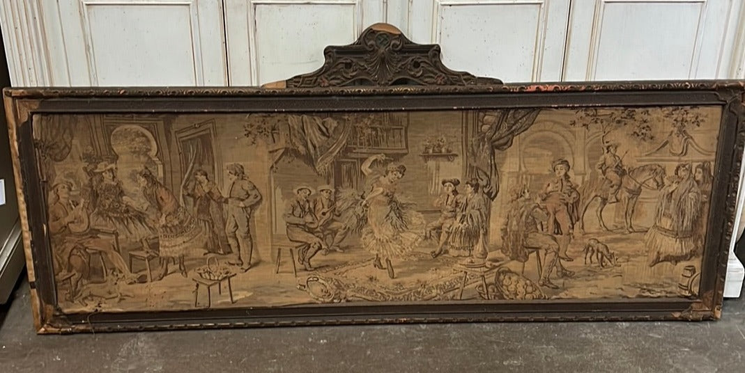 LONG FRAMED HORIZONTAL 1920'S TAPESTRY - AS FOUND