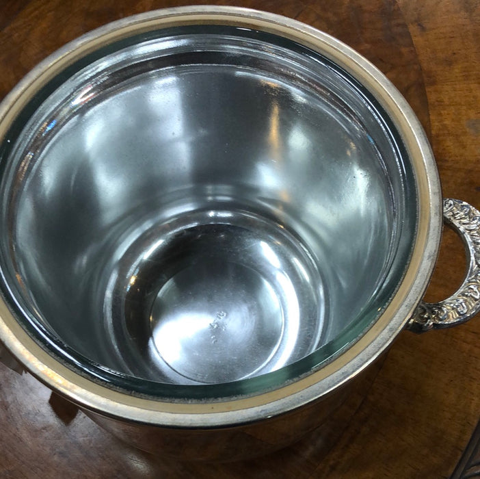 SILVERPLATE ICE BUCKET WITH GLASS LINER