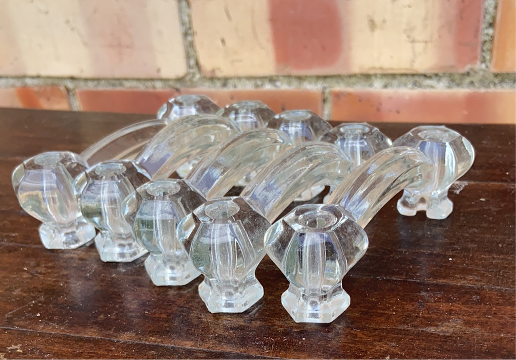 SET OF 5 CLEAR GLASS DRAWER HANDLES
