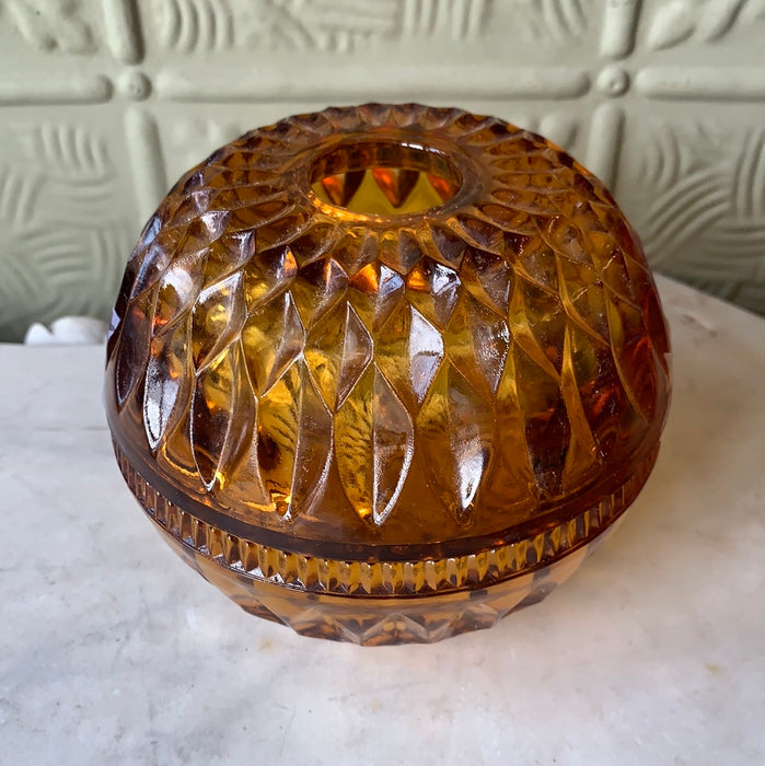 AMBER GLASS FAIRY LIGHT BOWL