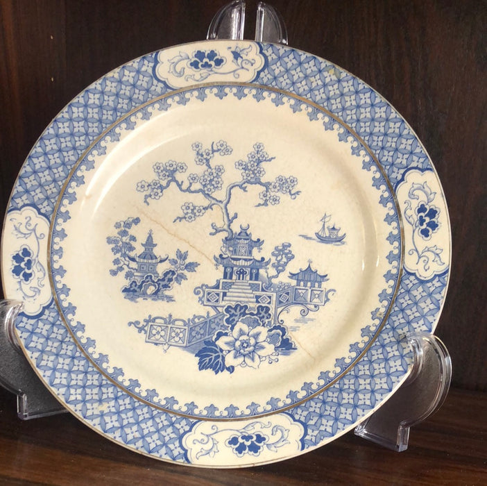 MEAKIN BLUE WILLOW PLATE AS FOUND