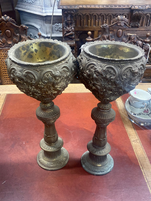 PAIR OF RENAISSANCE REVIVAL SPELTER URNS