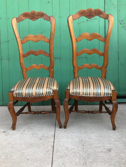 PAIR OF TALL BACK LOUIS XV LADDER BACK CHAIRS
