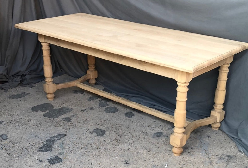 DARK  OAK TURNED LEG FARM TABLE TRESTLE TABLE