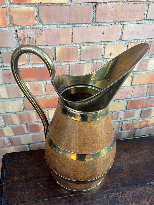 OAK AND BRASS UMBRELLA HOLDER (PITCHER)