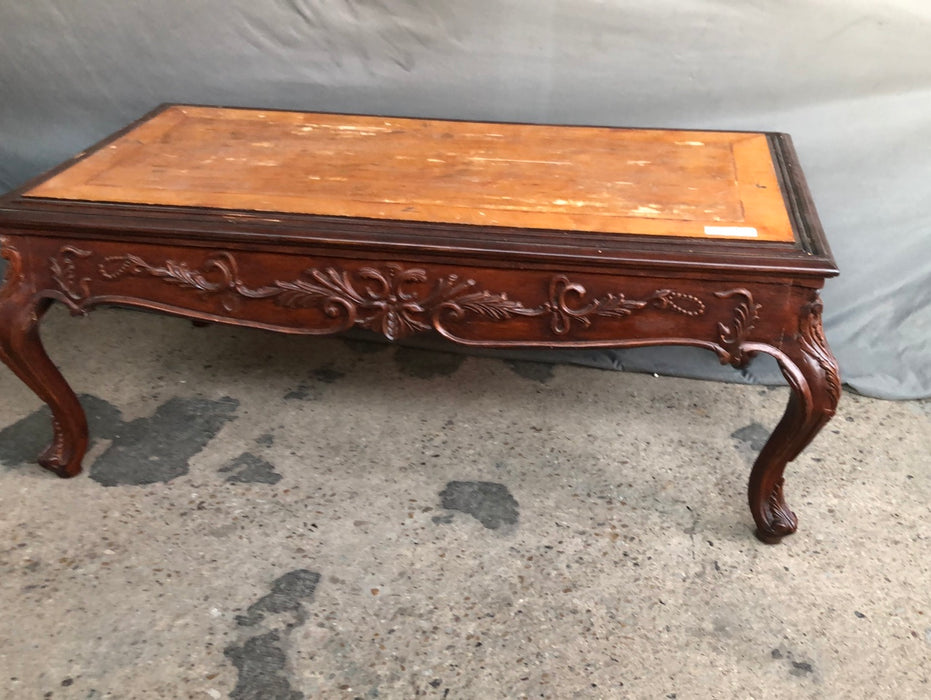 CARVED MAHOGANY COFFEE TABLE BASE - AS IS