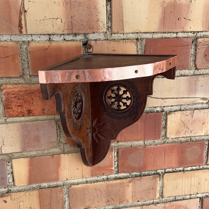 CORNER SHELF WITH COPPER BAND AND DETAIL