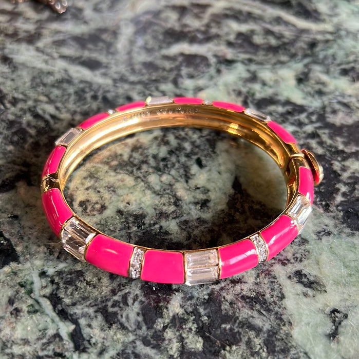 PINK ENAMEL AND RHINESTONES JUICY COUTURE BANGLE BRACELET