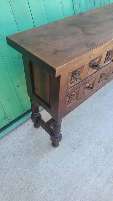 DARK ALDER RUSTIC CONSOLE TABLE WITH DRAWER