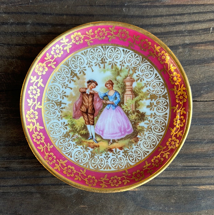 TINY PINK RIMMED LIMOGES PLATE